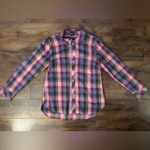 Talbots Metallic Thread Plaid Button-Down Shirt – Size Small